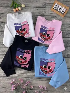 Poppy Playtime Huggy Wuggy Embroidery Sweatshirt, Huggy Kissy Embroidery Machine, Gift for fan