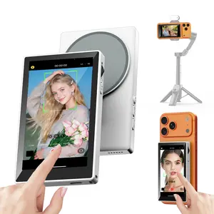 Touch Screen Phone Vlog Selfie Monitor Screen, Magnetic Wireless Back Camera Selfie Monitor with Focus Adjustment ONLY for iPhone, Support 4K 30fps Wireless Recording for iPhone 15/16/17 TikTok YouTube Instagram