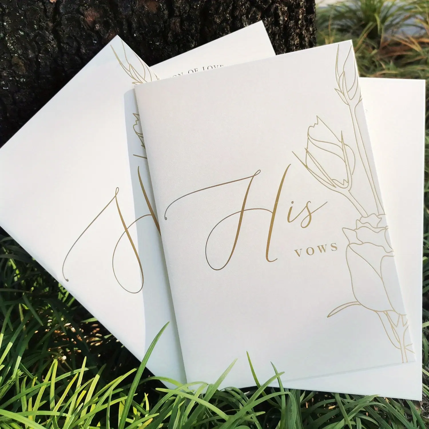 Rose Pattern Vow Book Set, Wedding Vow Book, Couples Vow Notebook, Journals, 4 Pieces, 7.88x5.5 Inches, Bride Groom Wedding Album, Includes Ribbon Bands