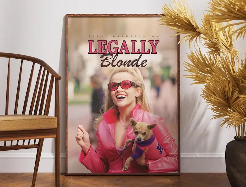Legally Blonde Poster, Retro Movie Poster, Vintage Poster, Reese Witherspoon, Elle Woods, Gift for Her, Girl Room Decor, Kids Room Poster