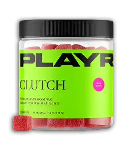 PLAYR CLUTCH Gummies for Youth Athletes (Ages 8–18) | Stimulant-Free Mental Health Support with L-Theanine, Alpha-GPC, Taurine & Vitamin B12 – Boost Focus, Clarity & Confidence - Perfect for Sports, Game Day & Competition – Caffeine-free