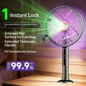 2026 Smart Bug Zapper – Green Spot + Purple UV Trap, 2800V, 106cm Extendable, 90° Rotating Head, Wall Killer, USB-C