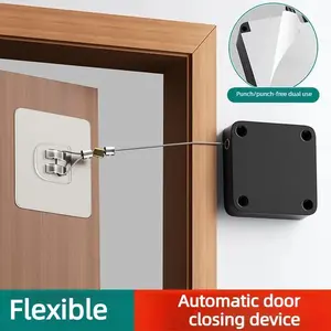 No-drill household iron door soft-closer, simple automatic door closer, pull rope closing push-pull wooden door spring