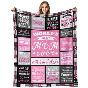 Moms Mothers Day Birthday Gifts from Daughter Son - Blanket Gifts for Mom - World's Best Mom Ever Gifts - Christmas Valentines Day Birthday Present for Moms - Mother Life Blanket