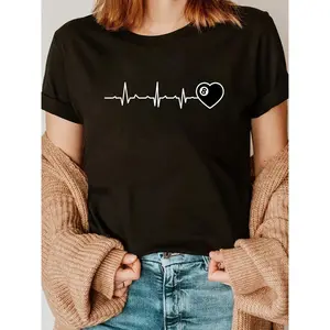 100% Cotton Pool Players Heartbeat Billiards 8 Ball T-Shirt
