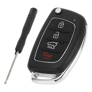 Key Fob Shell Replacement Case for Hyundai Tucson 2012-2019, Santa Fe 2013-2019, Sonata 2011-2019, 4 Button Keyless Entry Remote Key Case Cover