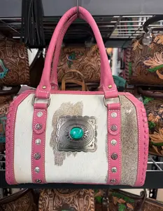 Genuine cowhide & pink leather speedy bag by Countryside co- Medium