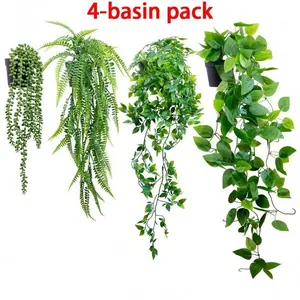 Artificial Hanging Plant, Fake Potted Artificial Persian Grass Fern Hanging, Fake Succulent Hanging, Mandura Vine, Ivy Wall Decor, Fake Indoor Plants