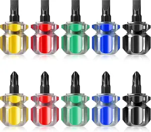 10Pcs Stubby Screwdriver Set, Mini Short Screwdriver Sewing Machine Screwdrivers with Flat Head and Phillips Head Short Small Screwdrivers Tool