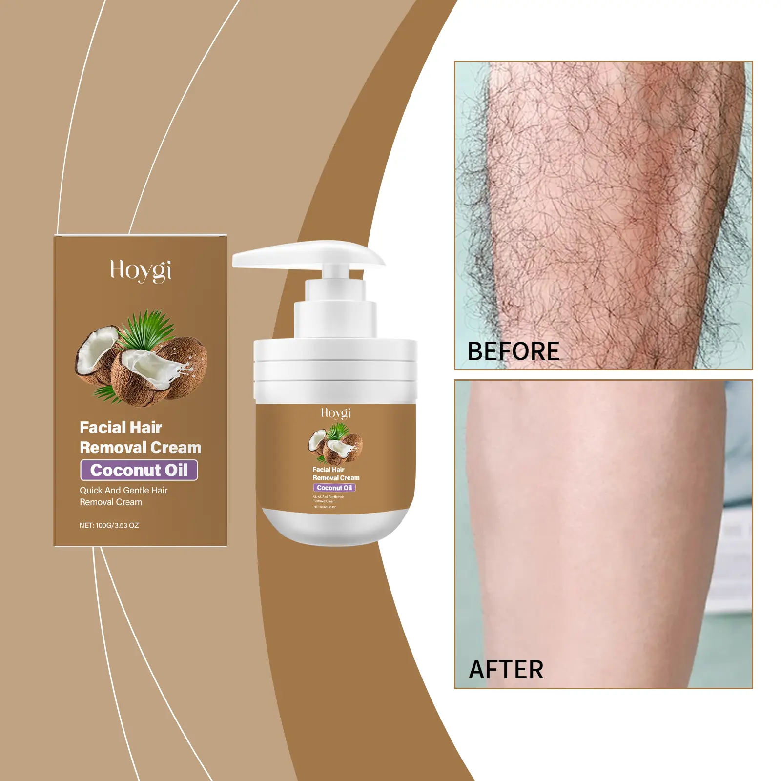 Coconut Infused Gentle Facial Hair Removal Cream, Hydrating Non-Irritating Depilatory Cream for Upper Lip, Chin & Mustache, Safe Face Hair Remover for Men & Women