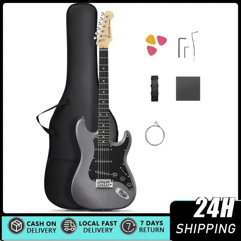 39” Beginner Electric Guitar All-Inclusive Kit (DST-80) - Classic SSS Pickup, Amplifier, Gig Bag, Tuner, Capo, Strap, Picks, Black Pickguard, Free Online GST Access
