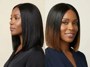 5x5 Bone Straight Natural Black Color & Ombre Brown Color Short Bob Front Glueless Wigs Drawstring Cap or Normal Cap Available HD Lace Wig 250% Density 100% Raw Vietnamese Hair Human Hair Wigs
