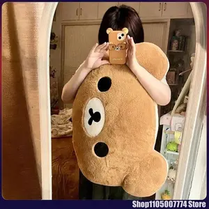 40cm Kawaii Rilakkuma Bear Plush Toy Back Support Detachable Cover Bedside Large Pillow Comforter Washable Sleeping Pillow Gifts