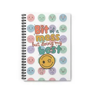 Doing My Best - Pastel Emojis | Spiral Ruled Notebook