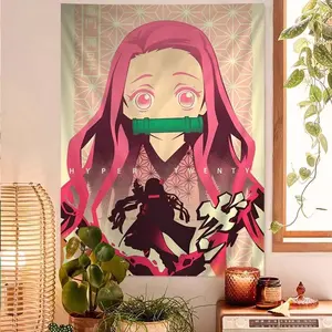 60in x 40in tapestry Tapestry Demon Slayer Nezuko Kamado Cartoon Tapestry Home Decoration hippie bohemian decoration divination Home Decorvalentine's gift for bf