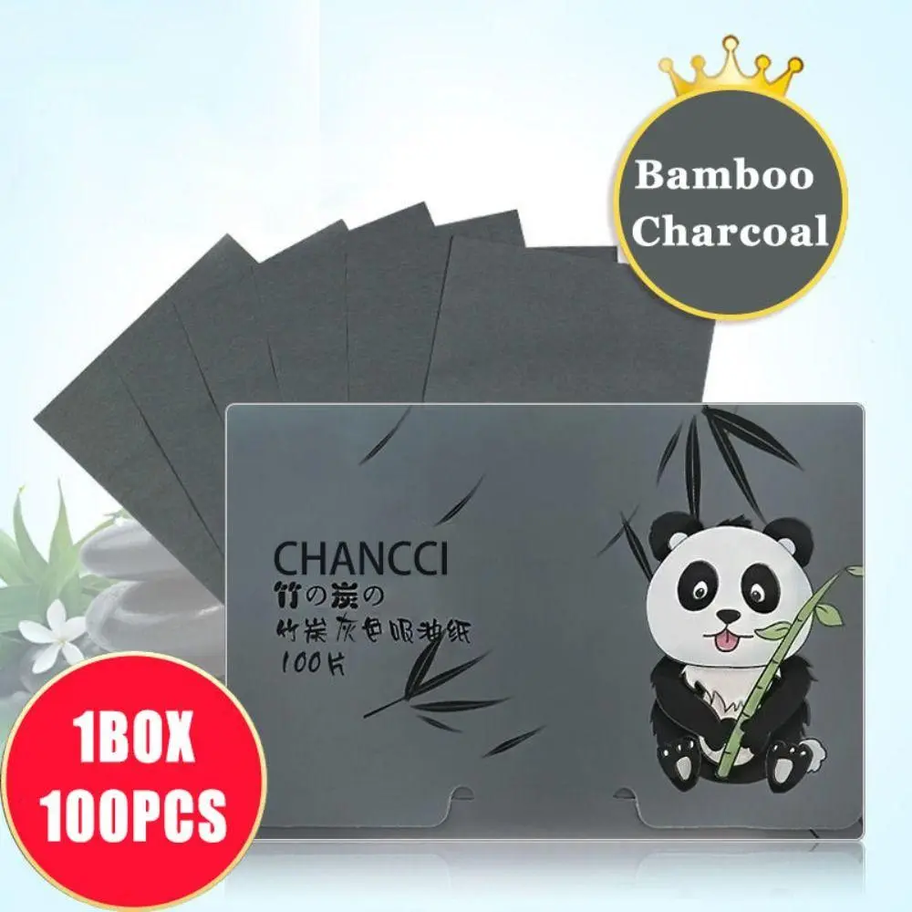100PCS Fragrance Facial Oil Absorbing Paper Natural Green Tea Bamboo Charcoal Oil Blotting Paper Portable Anti-Grease Paper
