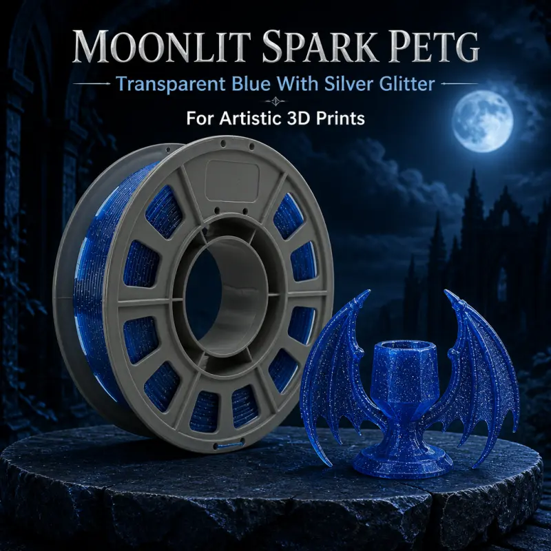 300g PETG 3D Printer Filament 1.75mm, Transparent Silver Dot Blue, High Toughness Low Shrinkage Compatible All FDM Printers printing multi-color high-quality material