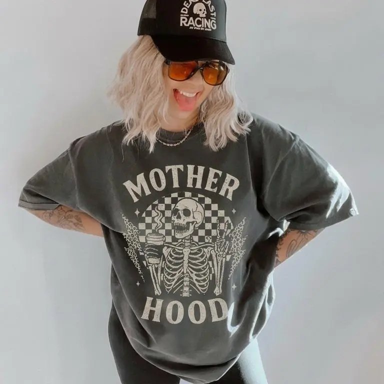 Motherhood Shirt, Funny Mom Shirt, Mother Hood Shirt, Skeleton Mom Tee, Comfort Colors Graphic Comfort Colors, Cool Mom Gift