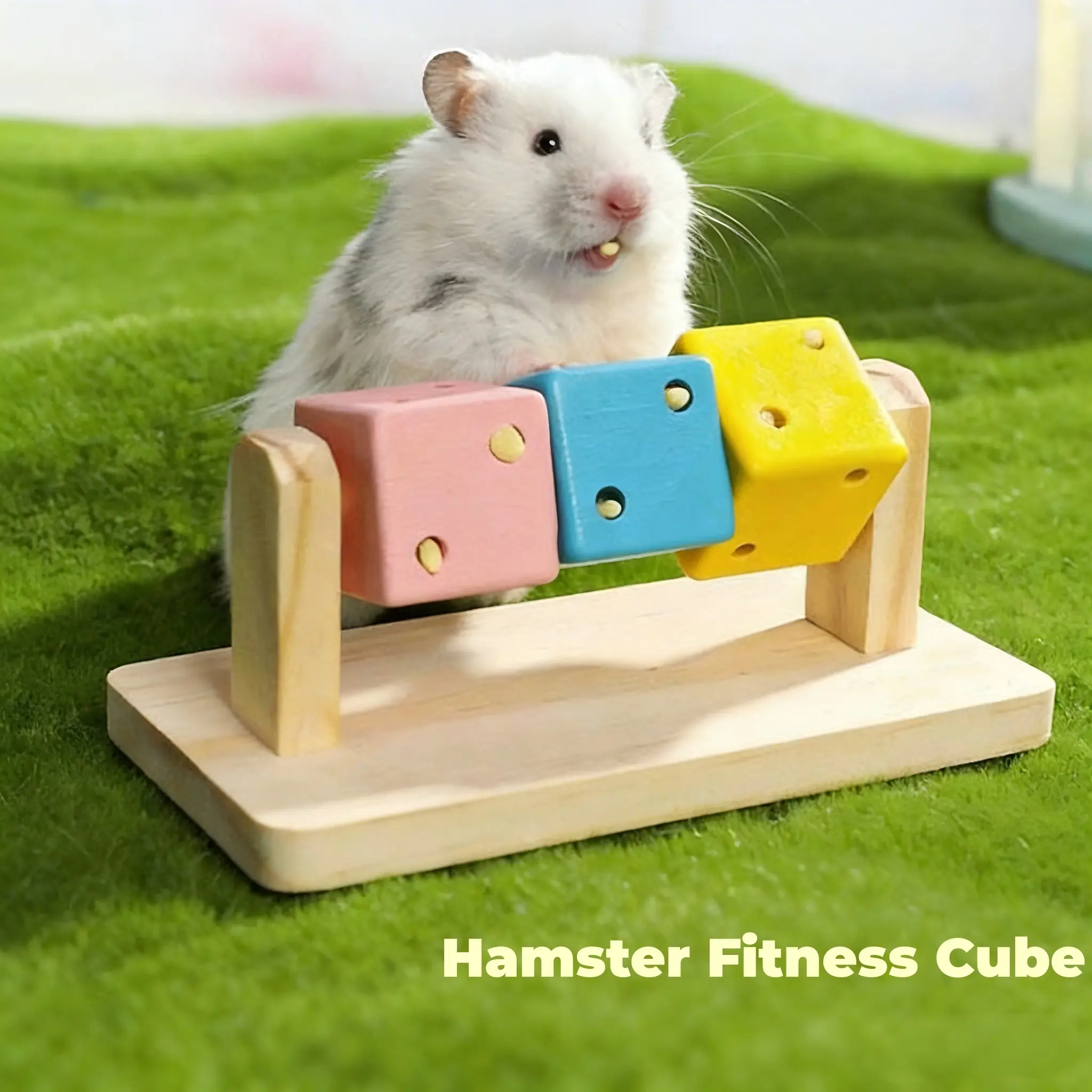 Wood Hamster Play Cube, Interactive Exercise Toy, Cage Habitat Decor & Durable Chew Supply, Interactive Tough Chewer