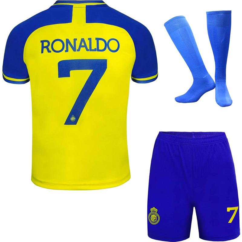 Ronaldo No #7 Nassr Riyadh Al Home Football Soccer Jersey/Shorts Socks Gift Set Youth Sizes
