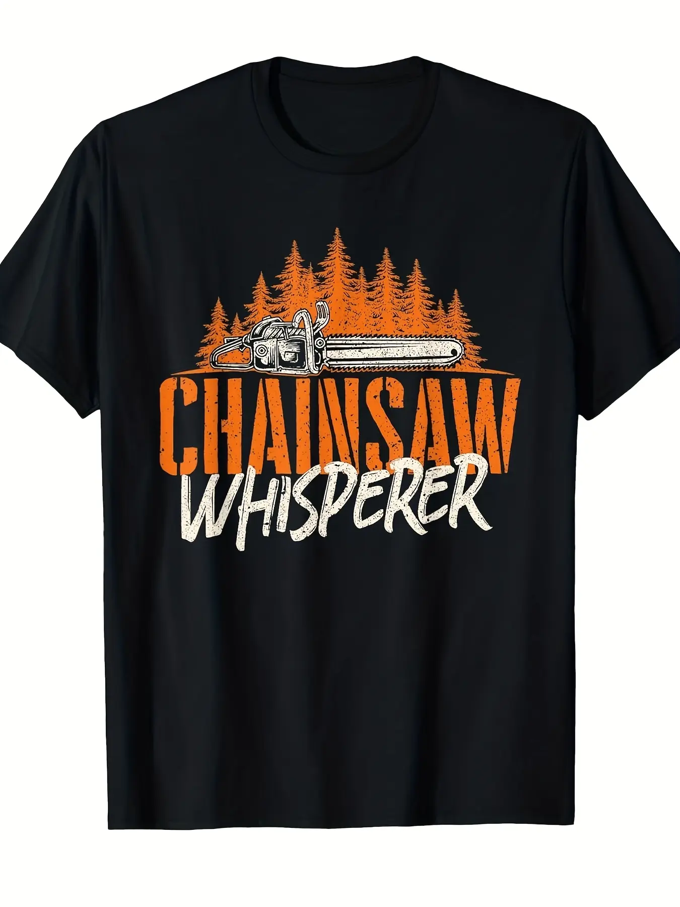 Men'S Chainsaw Whisperer Graphic T-Shirt - Funny Logging & Woodworking Design with Chainsaw & Forest Print, Retro Lumberjack Logger Woodsman Casual Short Sleeve Tee, Comfortable Round Neck All-Season Shirt for Outdoor Work & Casual Attire