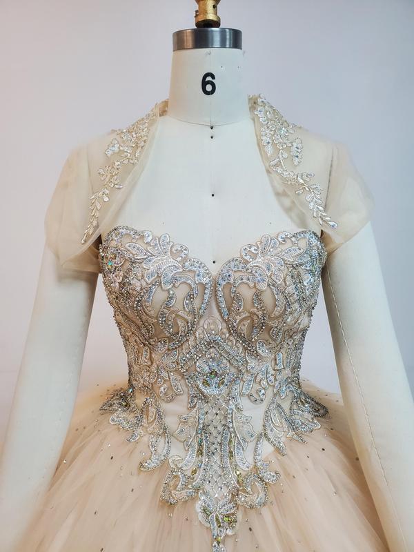 NO.49 Pattern Sequin and Diamanté Beaded Quinceañera Dress in Tulle plain mature bodycon party blue dress quince square neck plain party maxi