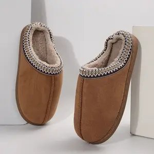 Women's Warm Slippers with Fleece Plush Lining Soft Sole Non-Slip Winter Indoor Outdoor Shoes Simple Fashion Solid Color Home Slippers Winter Warm Mini Snow Boots