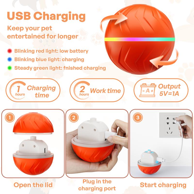 Automatic Interactive Dog Ball - Smart Electric Toy with Random Jumping & Rolling, USB Rechargeable Chew Toy for Small/Medium/Large Dogs - Puppy Entertainment Essential