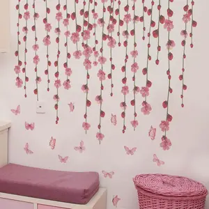 Girls Bedroom Wall Stickers, PVC Self-Adhesive Decorative Decals, Flower Design, Easy-To-Apply Removable Design, Perfect for Girls' Room Decoration