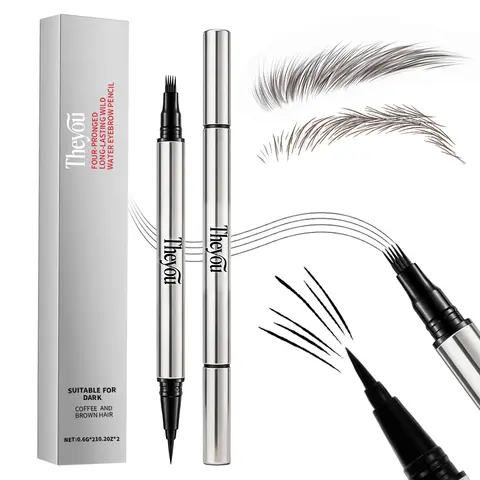Youth 2-in-1 Dual-Ended 4D Brush Tip Waterproof Microblading Eyebrow Pencil - Cosmetic for At-Home Natural Brows, Fine Hair Brush Tip, Hair-Like Strokes, Smudge-Proof, Long-Lasting Color, All Skin Types