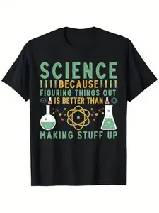 Interesting Science T-Shirt |   180G, Casual Oversized Graphic, Trendy Unisex Tee With Digital Heat Transfer, Crew Neck, Short Sleeves