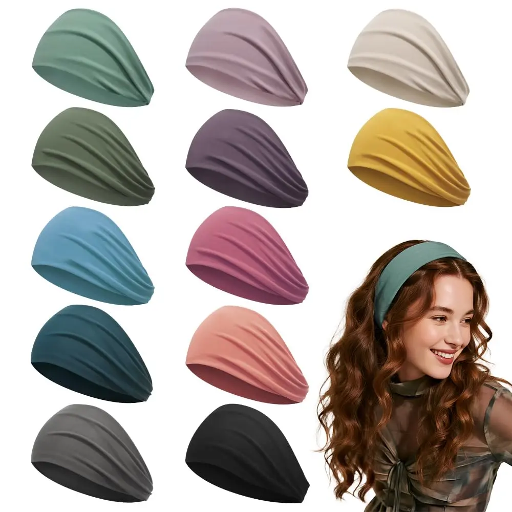 12 count Wide Headbands for Women Non Slip, Nurse Headbands for Women, Fabric  Bands for Women's Hair, Fashion Hair Accessories