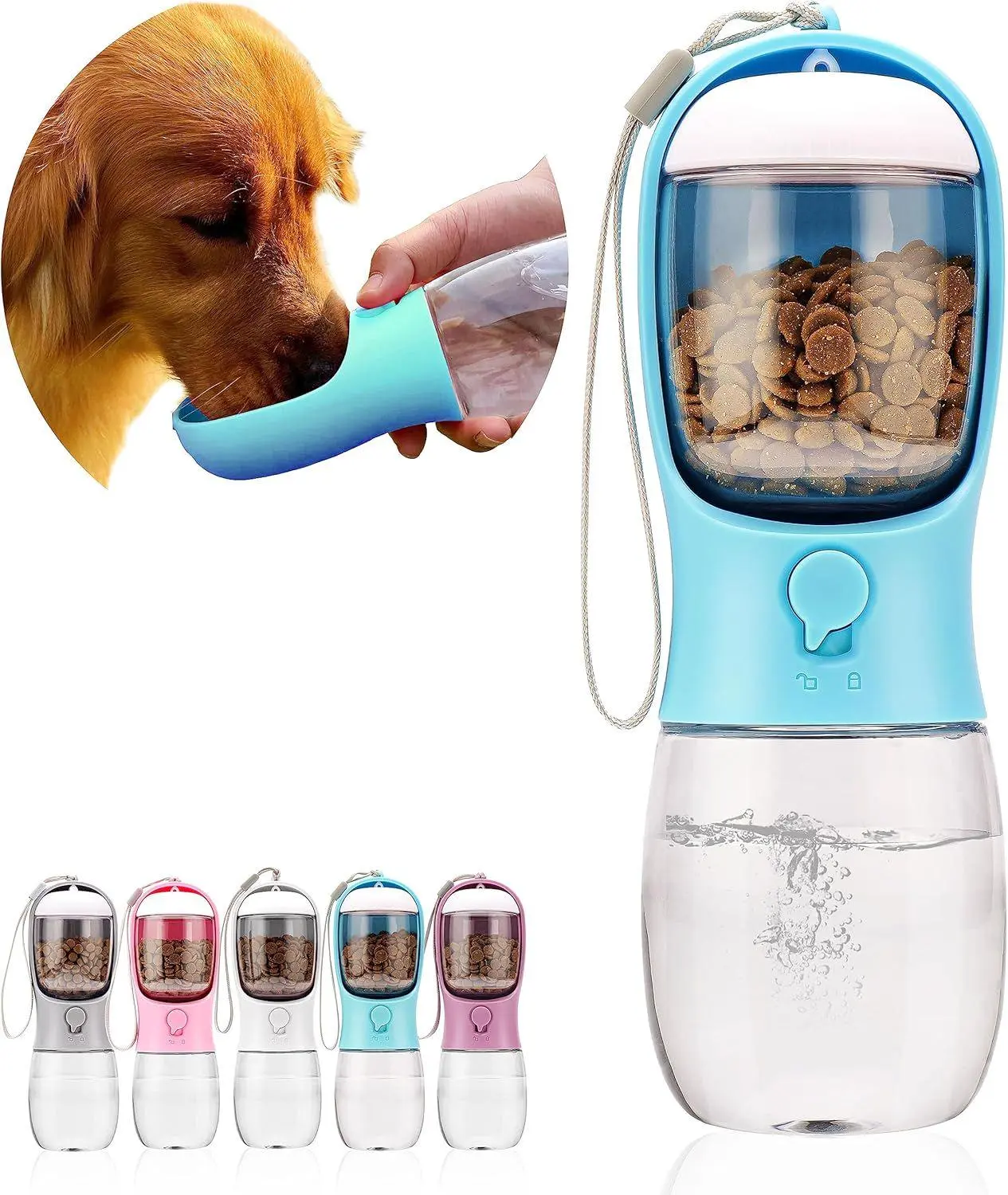 Portable Pet Water Bottle with Food Container | Leak-Proof Dog Water Dispenser, 10oz with Activated Carbon Filter - Perfect for Puppy/Cat Walking, Hiking, Outdoor Travely Cats Walking Hiking outdoorfun,doggie water bottle tumbler