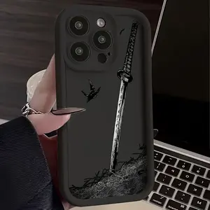 Anime-Themed Phone Case Featuring a Japanese Samurai Sword, Compatible with iPhone Models 17 16, 15, 14, 13, 12, 11 Pro Max, Mini, XR, XS, X, 7, And 35 Plus, Made of Soft TPU for Drop Protection.