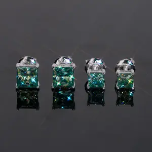 Square Princess Cut Stud Earrings Lab Diamond – 14k Gold