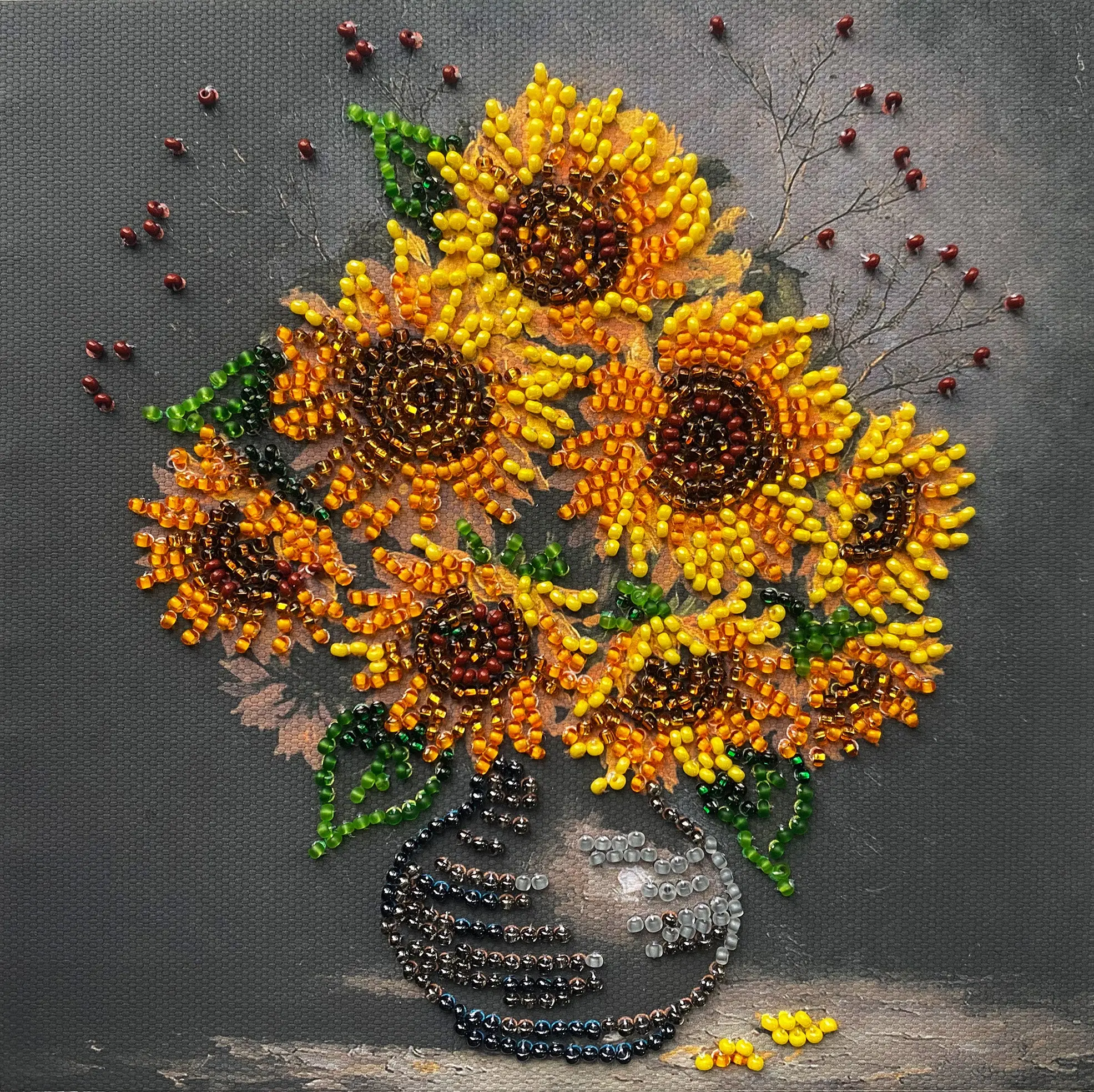 Homely Sunflowers Mini Bead Embroidery Kit by Abris Art AM-269