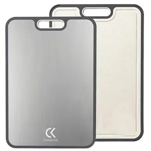 Titanium Cutting Board for Kitchen, Non-Toxic Cutting Board Double Sided, Food Grade Pure Titanium & Wheat Straw PP, Meat & Vegetable Chopping Boards, Easy to Clean, Large Size 15" x 10.3"