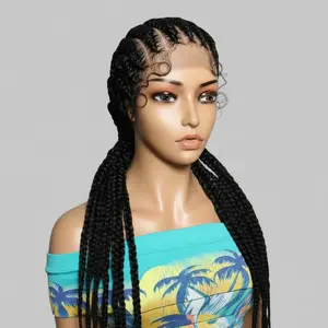 Braided Wig. Cornrow Large Braids. Full Lace with Baby Hair. 38in