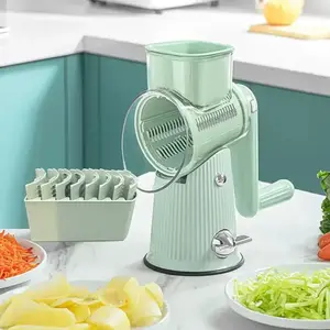 Manual Rotary Cheese Grater, 1 Count Vegetable Chopper with 5 Blades, Multifunctional Vegetable Cutter, Kitchen Utensils & Gadgets