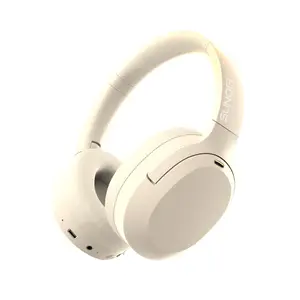 Hybrid Active Noise Cancelling Headphones, Wireless Over Ear Bluetooth Headphones with Mic, 40H Playtime, Hi-Res Audio, Deep Bass, Foldable Comfort Fit Ear Cups for Travel, Office, Home——SunoFi XM-001 Soft Ivory