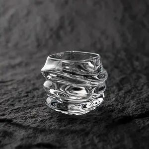 Waterflow Inspired Whiskey Glass - Heat Resistant , Elegant Glassware, Artistic Drinkware, Creative Glass Design, Unique Gift for Whiskey Lovers