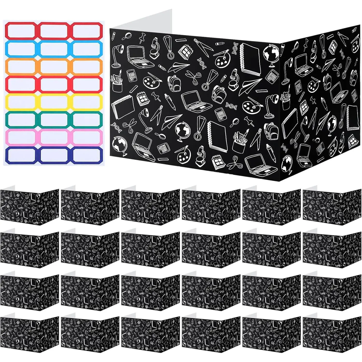 24 count  Boards for Student Desk Dividers for Students Cardboard  Folders Classroom Study Carrel Dividers Bulk Folder for Test Reduces Distraction (Black Stationery)