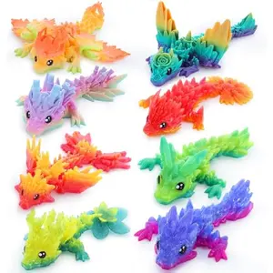 8 Pcs 3D Printed Dragon, 4.4" Colorful 3D Printed Flexible Articulated Dragon Fidget Toys for Office Desk Decor, Autism Stress Relief Fidget Toys for Kids & Adults Gift