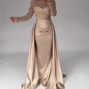 Sequin Evening Gown Women Long Sleeve 2026 Party Host Elegant Ball Dress S843