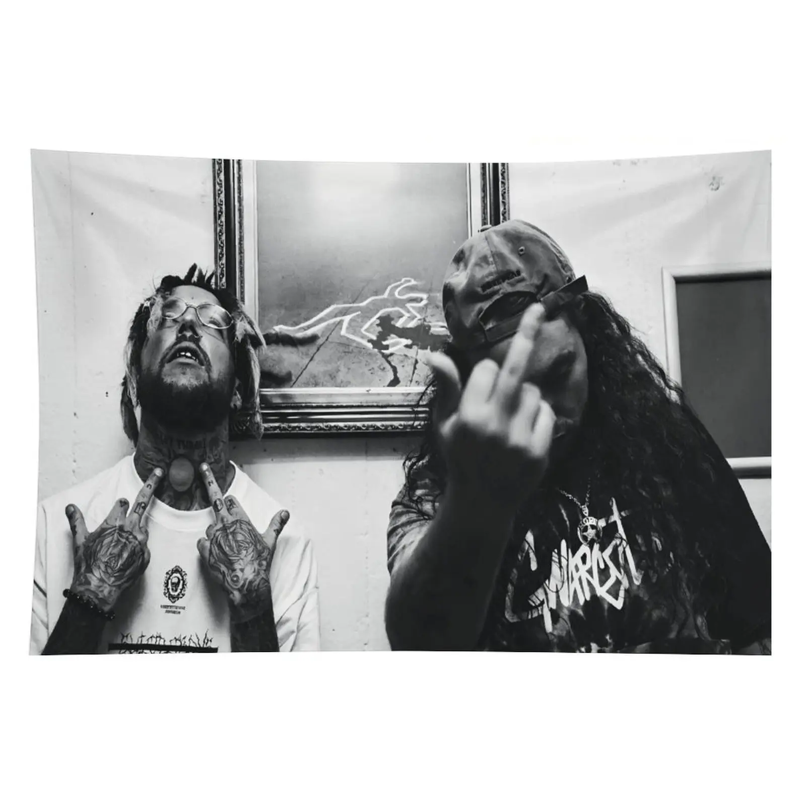 Suicideboys Rap Tapestry Wall Hanging, 60x40in Double-Sided Vintage Wall Art with Brass Grommets, Man Cave Decor, Hip Hop Music Gift