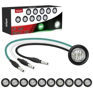 Nilight 3/4Inch Dual Color Marker Light 10PCS Green to White Auxiliary Side Marker Bullet Clearance Indicator Lights 3 Plug Connector IP68 Waterproof for Trailer Truck Pickup Camper RV ATV UTV Van Bus