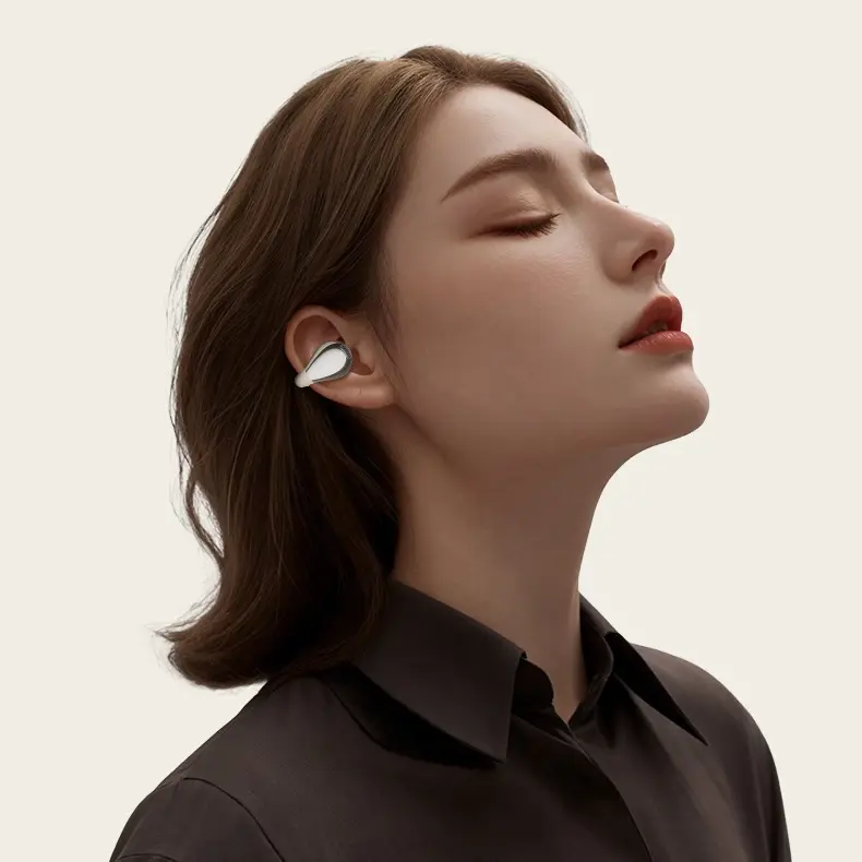 Sansui W21Ear Clip Bluetooth Earbuds, Silicone Waterproof Bone Conduction Headphones for Fitness/Running Resistant Audio Headset Electronic Chargeable sport wireless