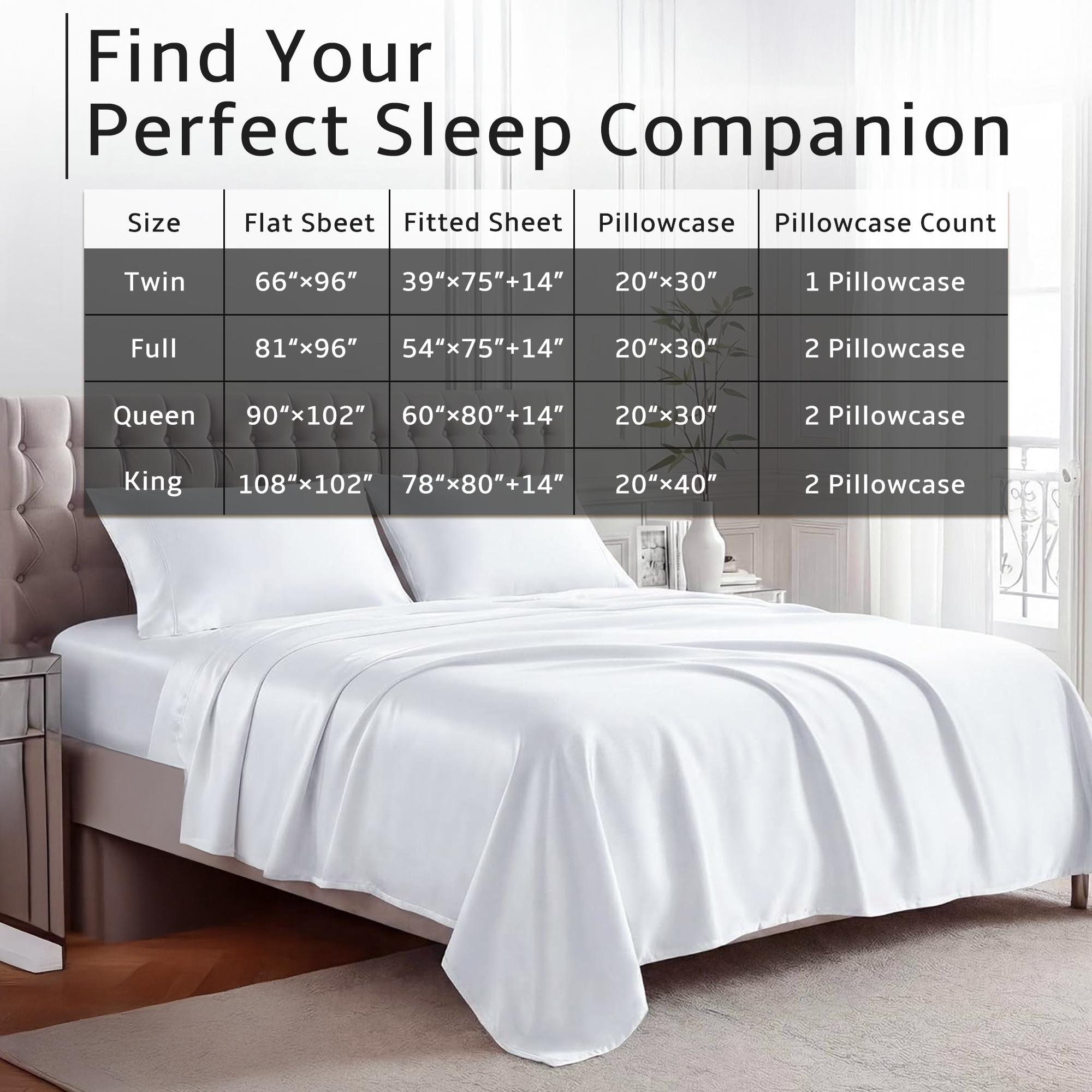 Raybee 4 Pcs Bed Sheets Set ,Solid King Bed Sheet With Pillowcases, 16" Deep Pocket Queen Sheets,Cooling Breathable & Hotel Luxury Super Silky Soft ,Bamboo Sheets Set