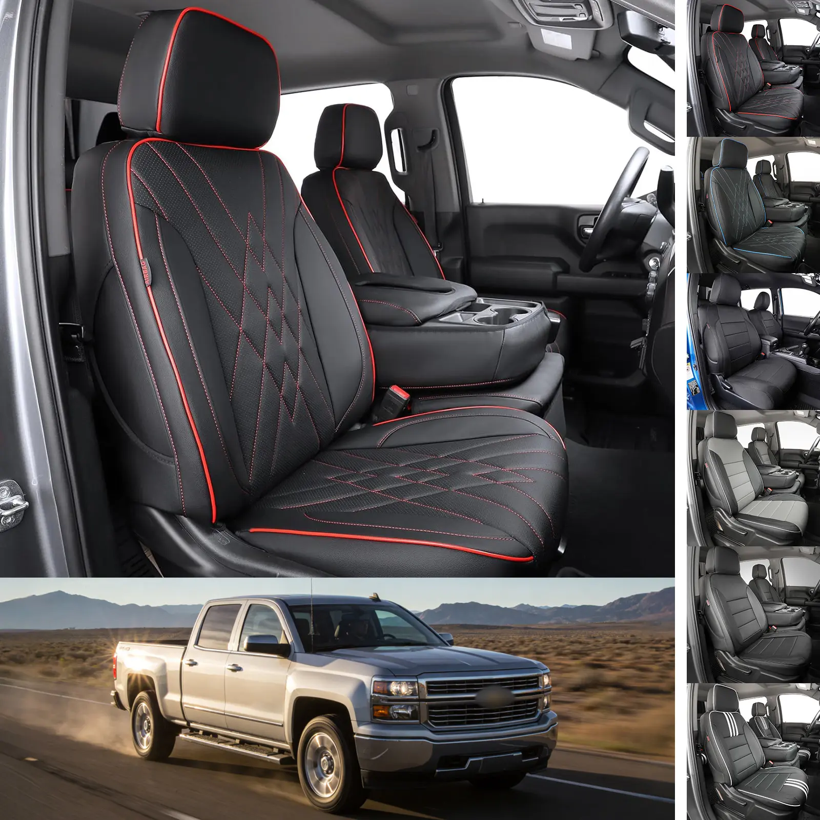 EKR Custom Fit Silverado Car Seat Covers (Fits 14-26 1500 Limited/2500/3500 Rear Row W/No Armrest WT LS LT High Country Custom) Full Leather Black Waterproof Stain-Resistant Easy Install Car Seat Protection Interior Upgrade 2-Year Warranty fathersdaygift