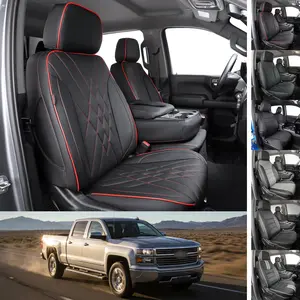 EKR Custom Fit Silverado Car Seat Covers (Fits 14-26 1500 Limited/ 2500/3500 Rear Row W/No Armrest WT LS LT High Country Custom) Full Leather Black Waterproof Stain-Resistant Easy Install All-Season Car Seat Protection Interior Upgrade 2-Year Warranty